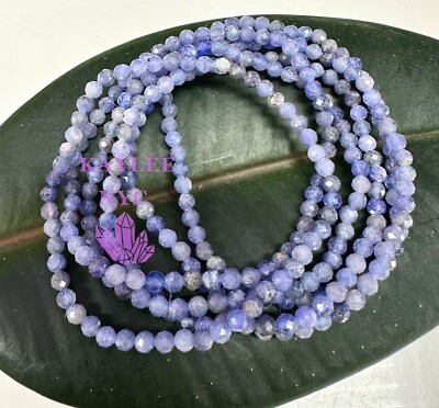 Wholesale 6 Pcs Natural Tanzanite 4mm Faceted 7.5  Stretch Bracelet