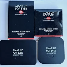 2pc MAKE UP FOR EVER Mirrored Refillable Case Empty Makeup Palette Size L & XL