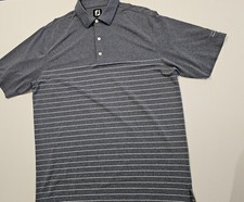Footjoy FJ Short Sleeve Polo Shirt Men's L Blue Stripes Golf Shirt