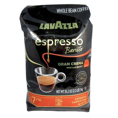 Lavazza Espresso Barista Gran Crema Whole Bean Coffee Medium Roast 7/10, 2.2 Lbs