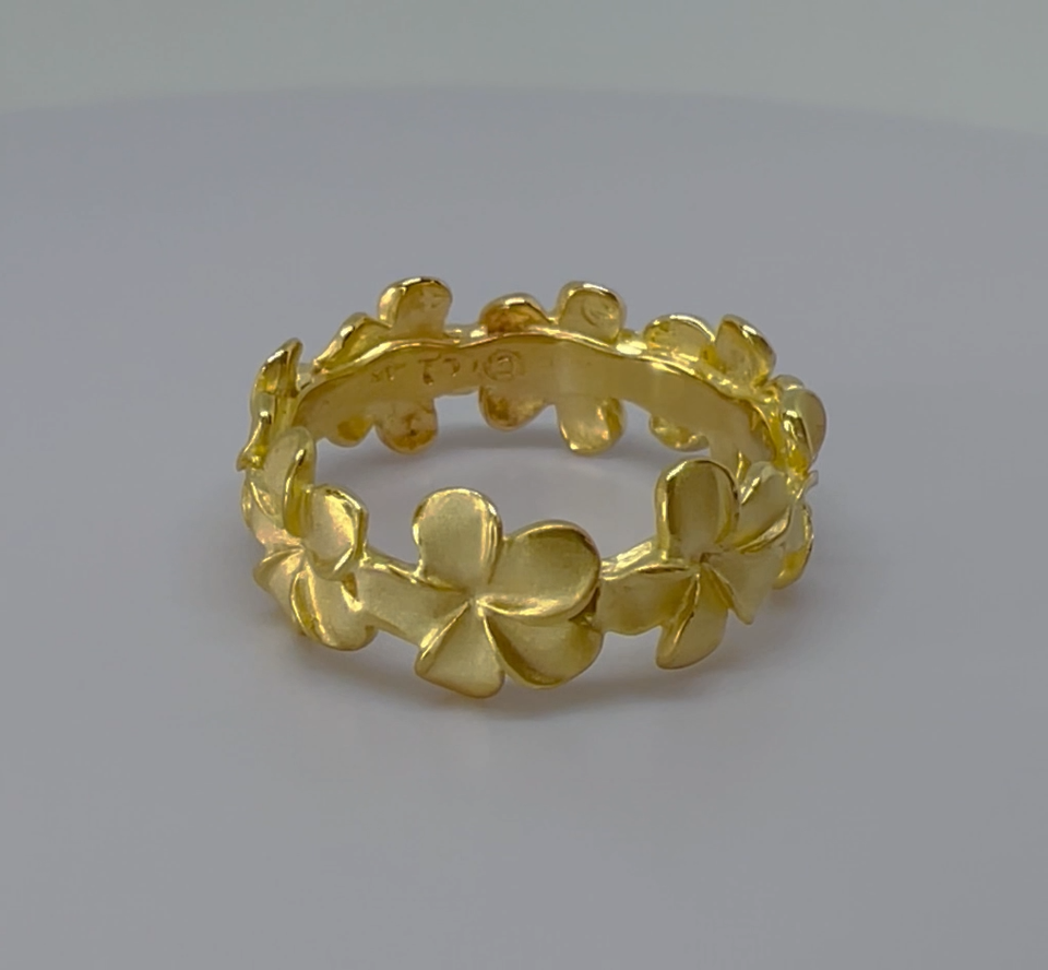 Hawaiian Heirloom Jewelry 14k Yellow Gold Plumeria Flower Lei Eternity Ring eBay