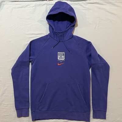 CHELSEA FC Hoodie Mens Small Purple Nike Center Swoosh 1905 Soccer