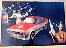 FORD CAPRI CUSTOM + LADY LAMOUR MODEL - FRAMEABLE CLASSIC CAR POSTER IMAGE