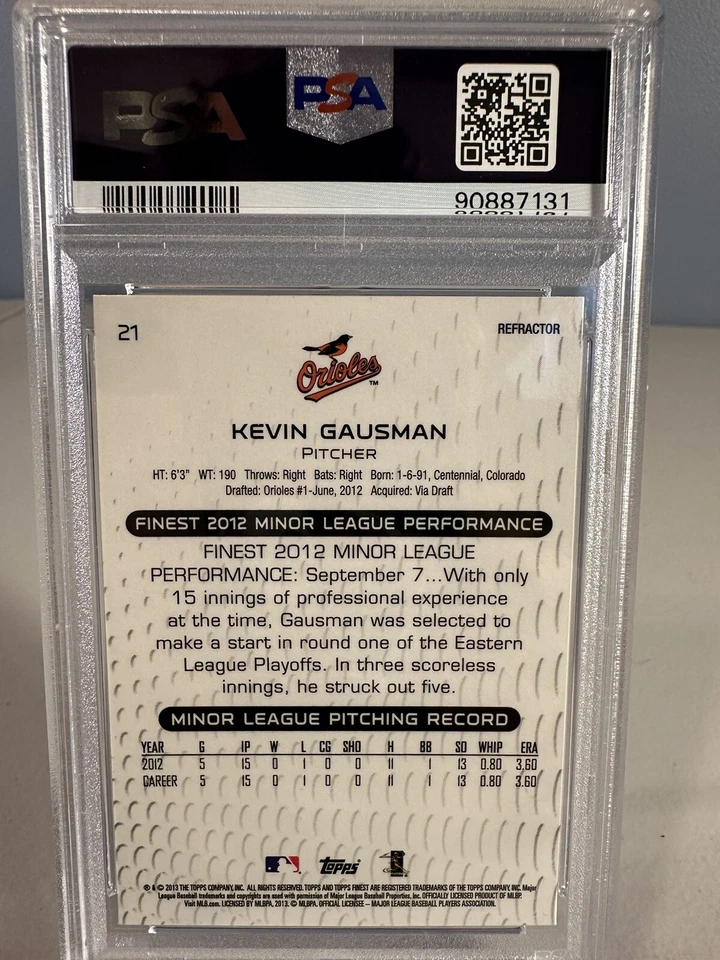 2013 FINEST KEVIN GAUSMAN REFRACTOR PSA 10 Rookie RC - Image 2 of 2