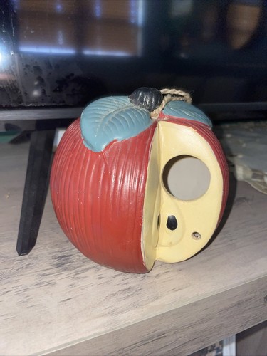 Apple Birdhouse Bird Feeder House Ceramic Pottery Home Hermitage Round Fruit A4