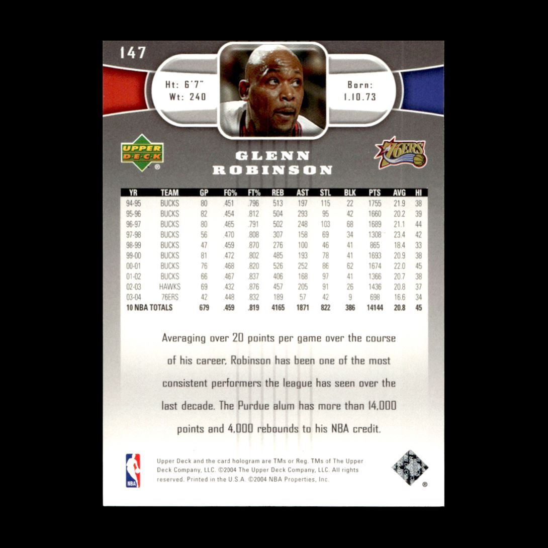 Glenn Robinson 2004-05 Upper Deck Philadelphia 76ers #147 R328H 3