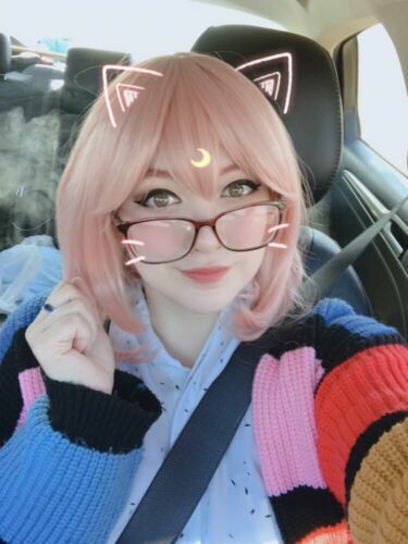 Anime Kyoukai No Kanata Kuriyama Mirai Pink Cosplay Wigs