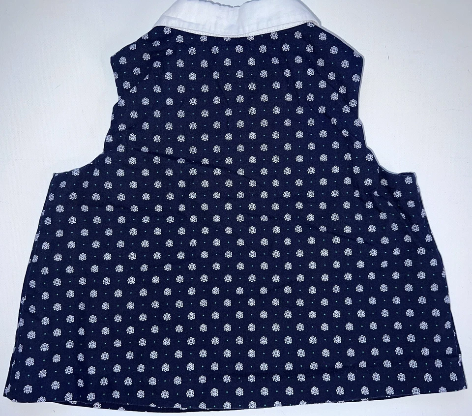 Janie and Jack Girls 2T Top Kids Sleeveless Collared Navy Blue Geometric - Image 2 of 4