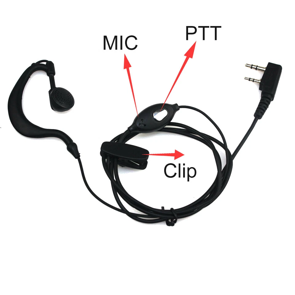 Auriculares de micrófono de 2 pines para Retevis H777/RT22/Baofeng UV5R/Kenwood Walkie Talkie (10X) Foto 4 de 4