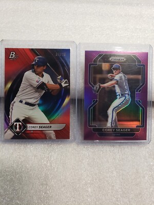 2022 Bowman Platinum Red /10 Corey Seager #50 & Purple Tier 3 Prizm 
