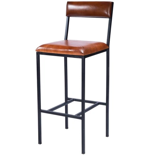 Butler Specialty Lazarus Leather & Metal Bar Stool In Brown - Picture 1 of 10