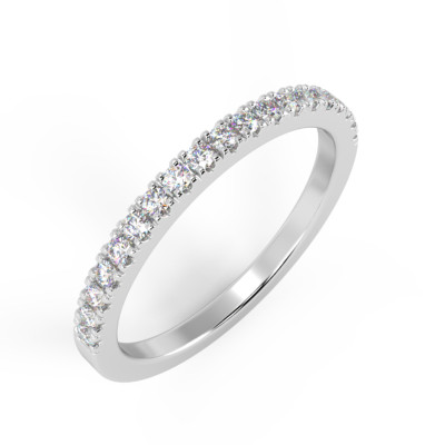 Halb-Ewigkeitsring 1,8 mm 0,25 kt natürlicher runder Diamant Micro-Pave-Set Weißgold