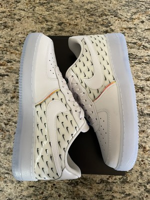 Nike Air Force 1 '07 PRM AF1 Hologram White Swoosh Shoes Men's Size 9.5 |  eBay