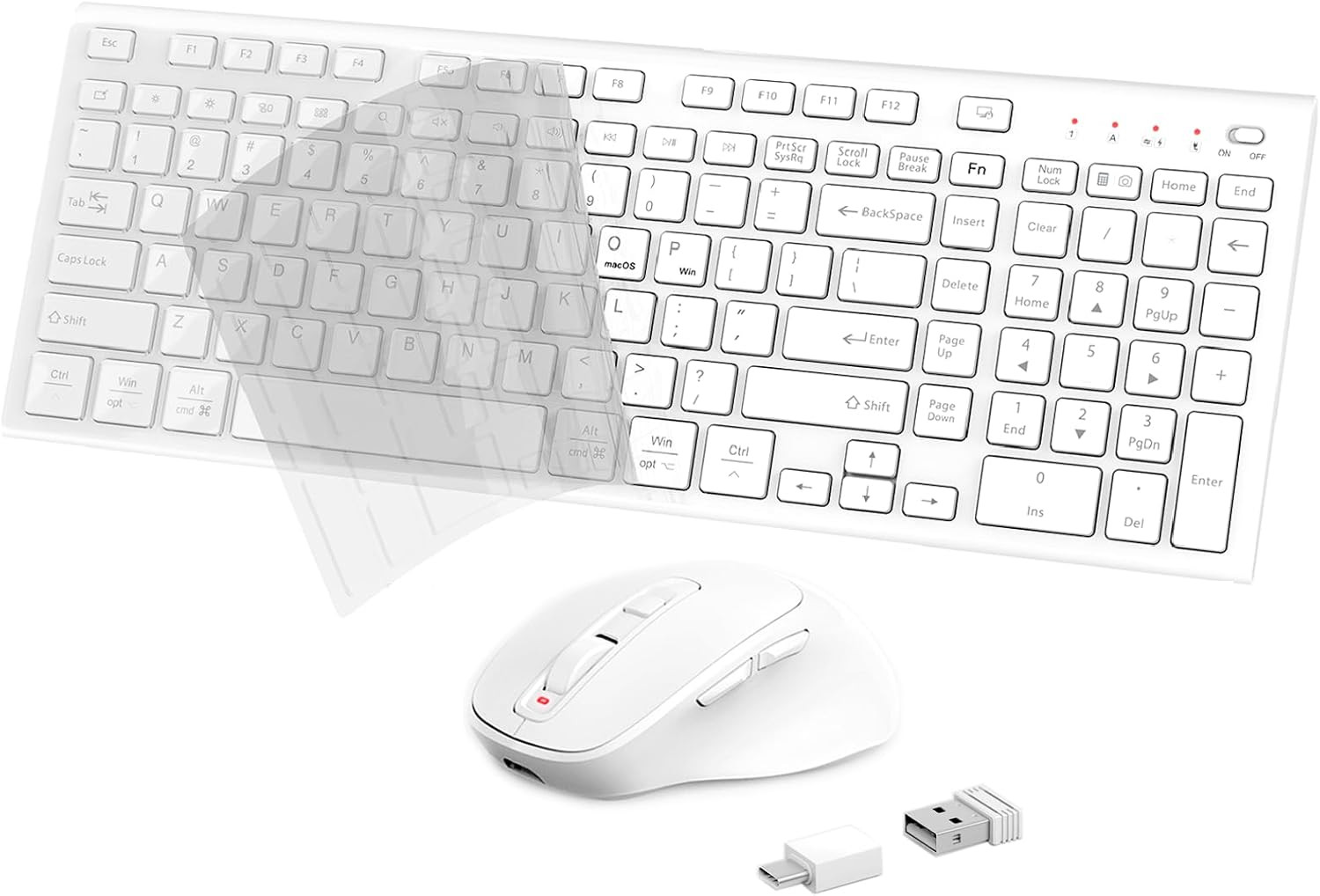 Combo de teclado y ratón inalámbrico, USB tipo C recargable