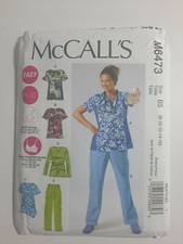 McCalls 6473 Loose Fitting Scrub Top and Pants Easy Pattern 8 10 12 14 16 Uncut