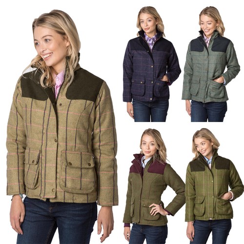 Ladies Short Check Tweed Jacket Women's 