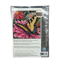 Dimensions Butterfly On Zinnia Cross Stitch Kit 5x5 Inches