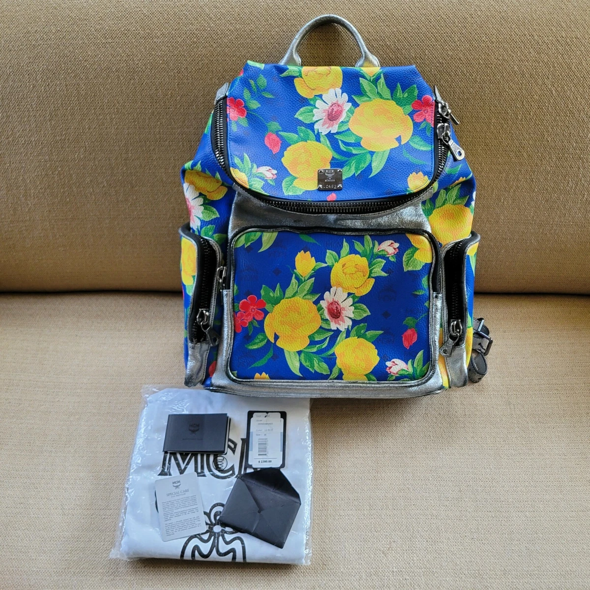 Mcm 2025 floral backpack