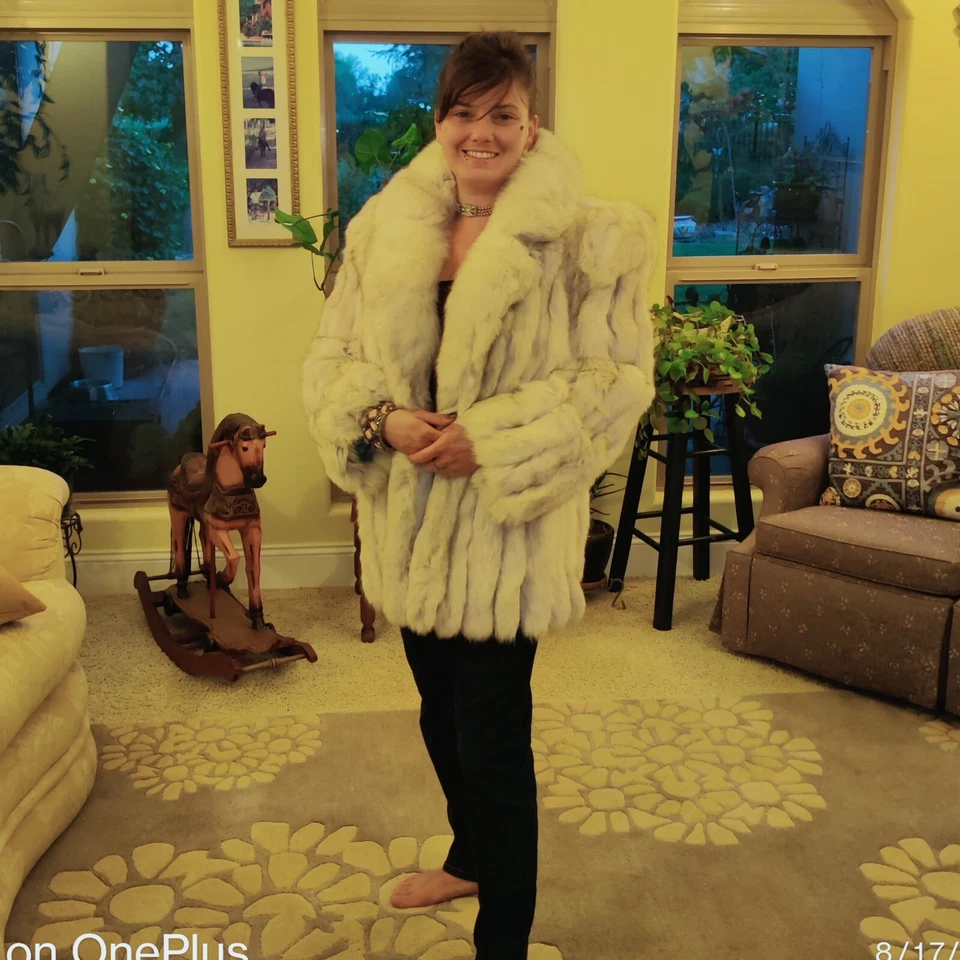 ¡Impresionante abrigo de piel de zorro de Chloe! Chaqueta de invierno de lujo para mujer talla M Foto 4 de 4