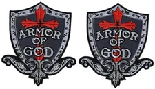 Armor of God Cross Shield Embroidered Patch - 2PC  iron on or Sew on   4.5"x4"