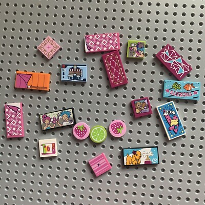 Lego Friends Tiles with stickers applied 18 pieces beds furniture