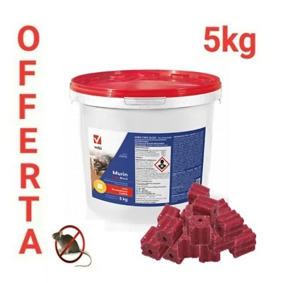 Vebi MURIN FORTE BLOCK 5 kg - Topicida Ratticida in Blocchi per Topi e Ratti