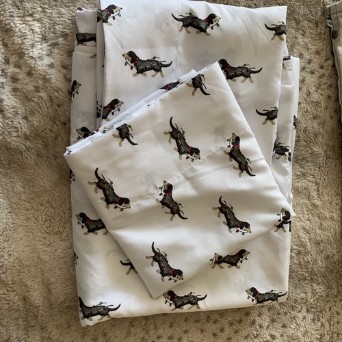 Kensie Home Flat/Queen Sheet with 2 Pillow Case Dachshund with String