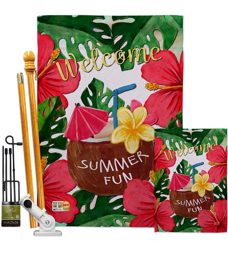 Bandera de jardín de verano de bienvenida bebidas cocounut Hawaii paraíso casa patio pancarta - Imagen 5 de 13
