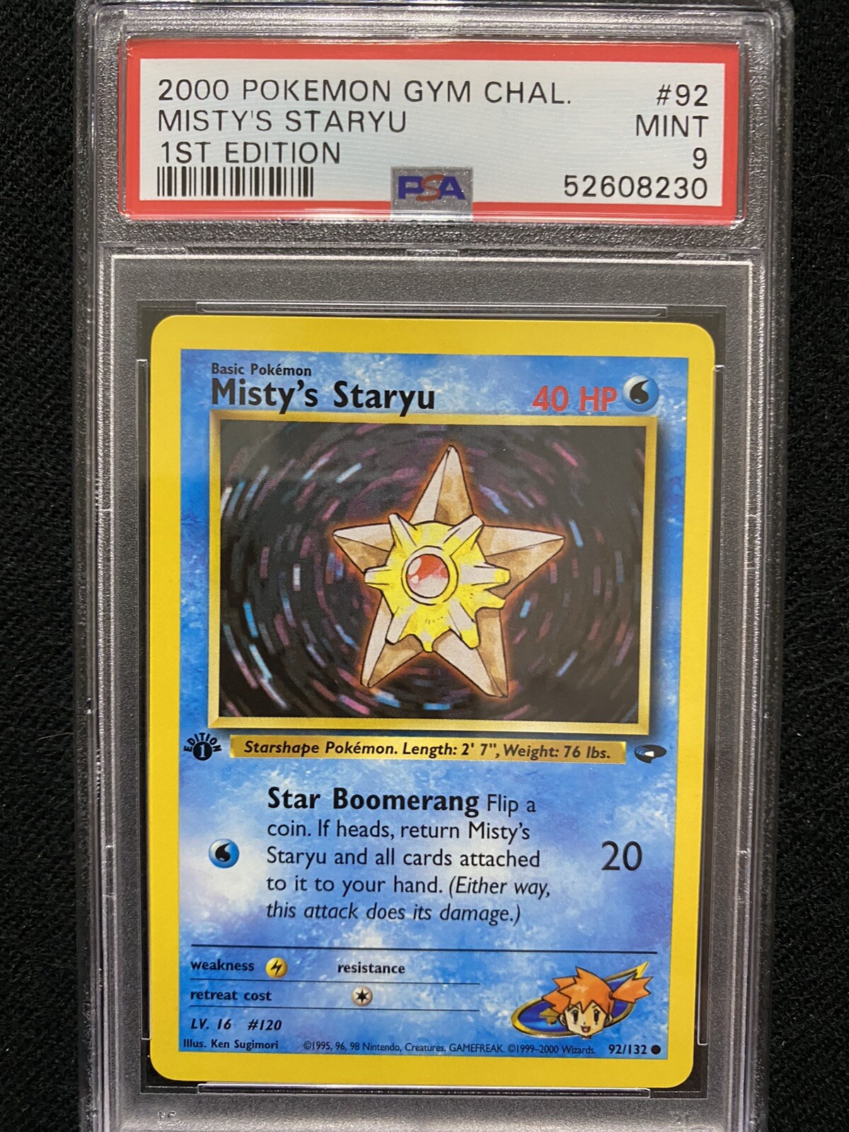 2000 Pokemon Gym Challenge 1st Edition Misty's Staryu 92/132 PSA 9 Mint