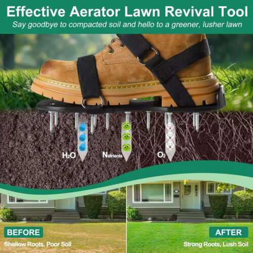 Lawn Aerator Shoes with Hook & Loop Straps, Heavy Duty Spike Shoes for Lawn Care - Picture 2 of 5