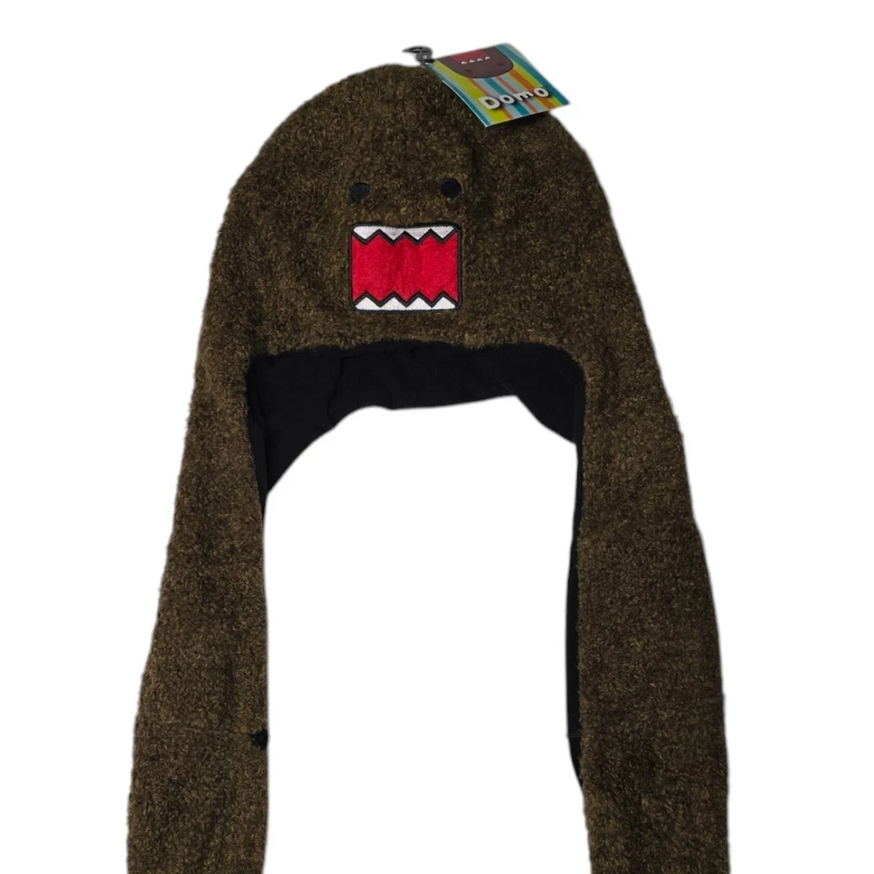 NWT Domo Kun Angry Face Snood Hat w/ Attached Scarf & Mittens Adult - Image 2 of 4