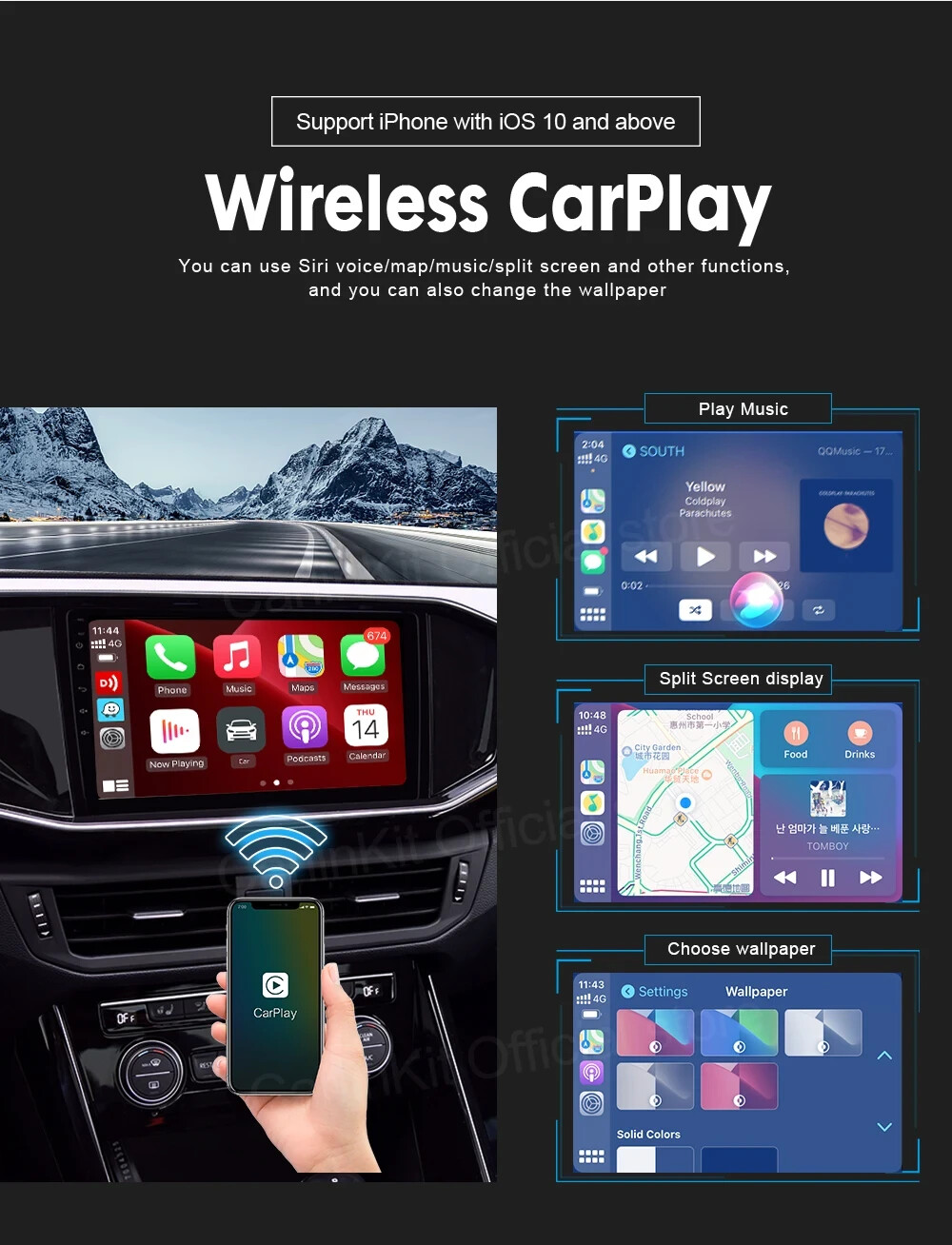 USB CarPlay Dongle Wireless Android Auto Ai Box Mirrorlink Multimedia Bluetooth - Miniatura 17