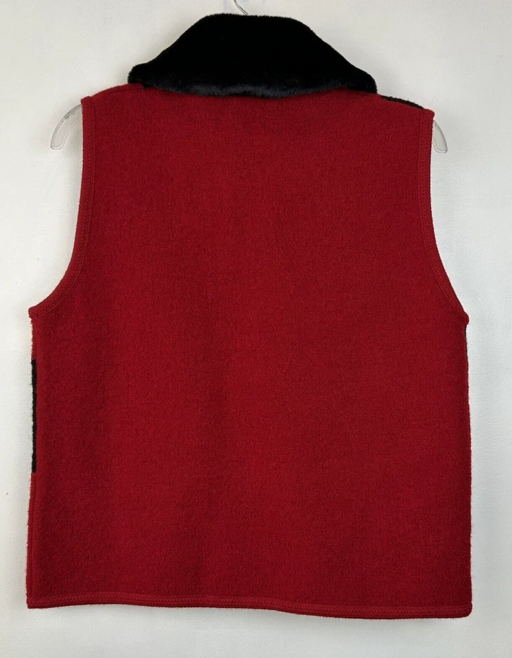 Chaleco Suéter Tally Ho Mujer M Rojo Lana Hervida Imitación Piel Cuello Cremallera Vacaciones Foto 2 de 4