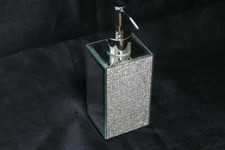 BELLA LUX SILVER RHINESTONES & MIRRORED BATH SOAP/LOTION PUMP DISPENSER  -NEW-