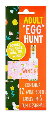 1 pack of 12 Easter MINI wine bottle wraps stickers Adult egg hunt 6 designs