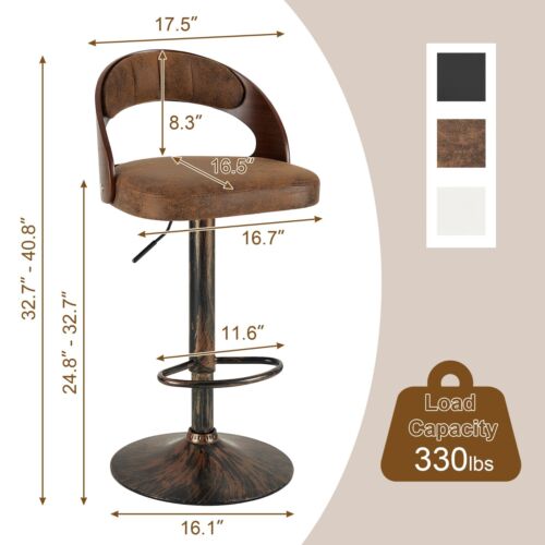 Barhocker 2er Set PU Lederkissen Sitz höhenverstellbar drehbar Barstühle - Bild 5 von 47