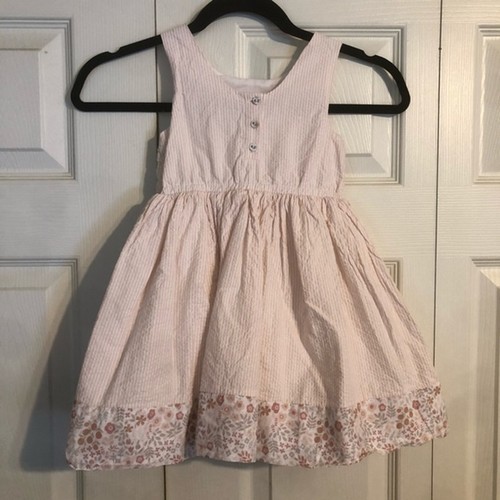 RACHEL ZOE 4T Girl's Dress Pink White Seersucker Dress Tulle Floral Bow Sweet - Picture 3 of 7