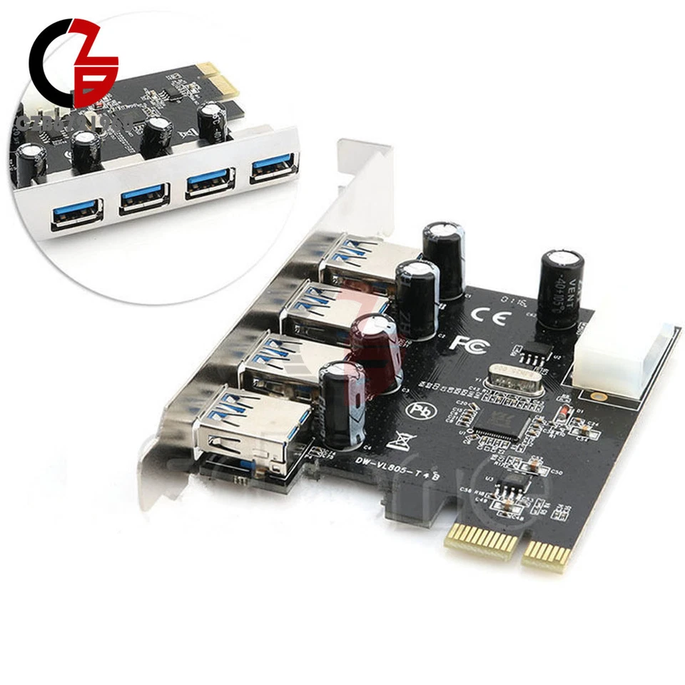 2/4/5 Ports PCI/PCI-E Express USB 2.0/3.0 10/100Mbit/s RJ45 Hub Card Adapter - Image 3 of 4