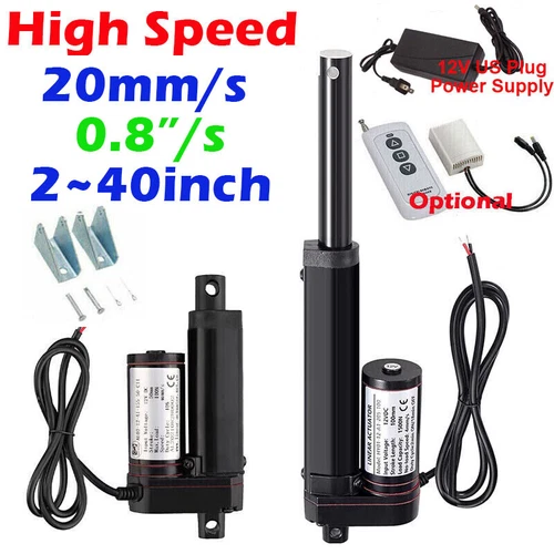 2~40inch 12V 24V 176lbs 800N Linear Actuator Waterproof High Speed 20mm/s 0.8"/s - Picture 2 of 46