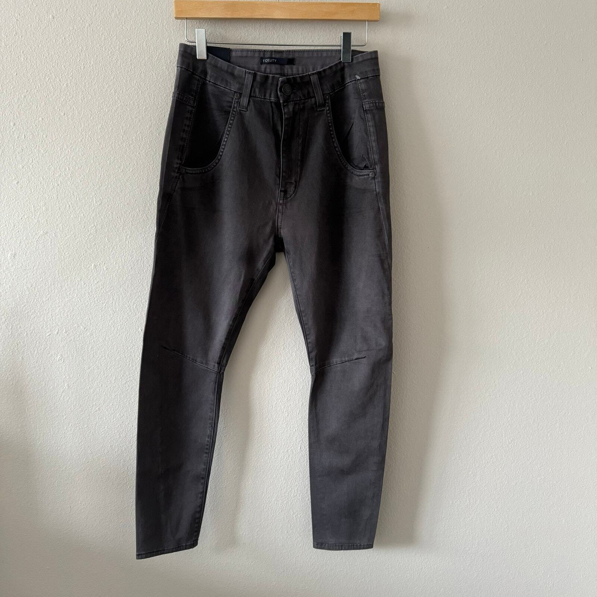 NWT Fidelity Jimi Aura Twill Dark Gray Pants Jeans High Waist Moto