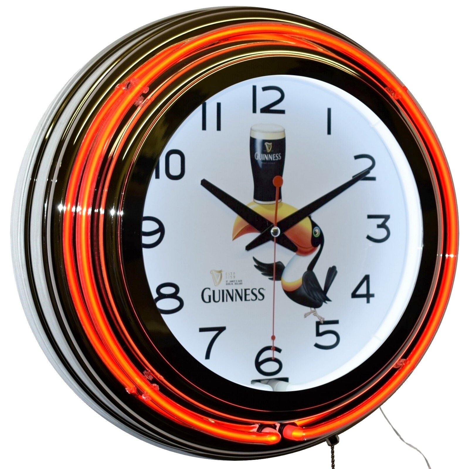15" GUINNESS Beer Logo Double Neon Clock Man Cave Decor (Ora