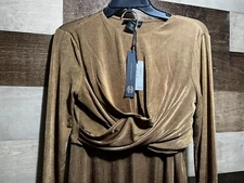NWT House of Harlow 1960 Shimmery Two Piece  Dress Top N Skirt in Copper sz-M