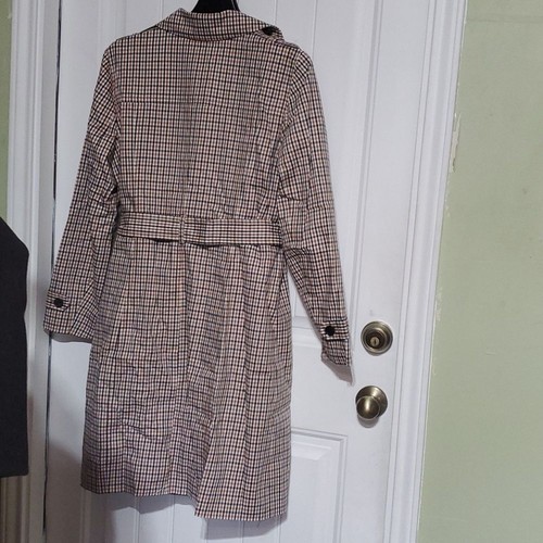 Talbots Check Belted Trench Coat Size M - Picture 8 of 18
