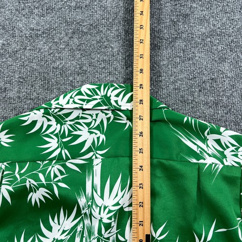 Vintage Hilo Hattie Mens Hawaiian Shirt Small Green White 70s Bamboo Camp Disco - Picture 11 of 12