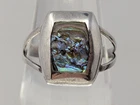 Vintage Taxco Mexico Sterling Silver Abalone Ring Size 6.75 Modernist Square
