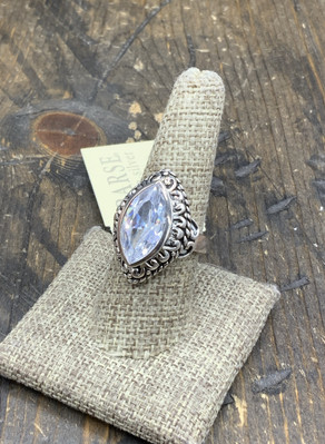 Barse Glisten Marquise Ring- Quartz Crystal- Silver- 8.25- NWT