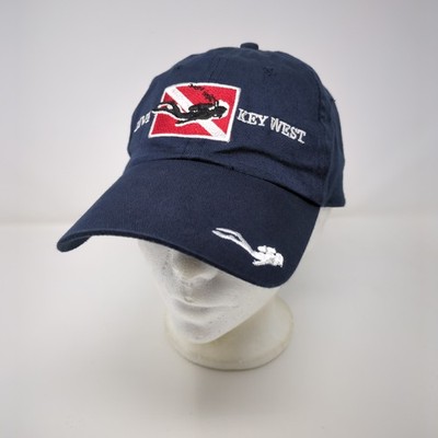 Dive Key West Scuba Diver Dive Flag Navy Blue Red Adjustable Baseball Cap Hat