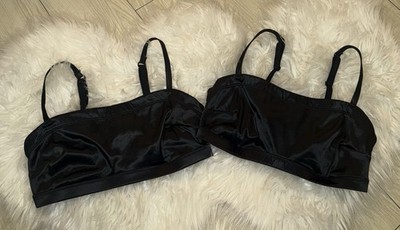 2 Aerie Shiny Bandeau Bralettes Bras Unlined Wire Free Womens S Small Black