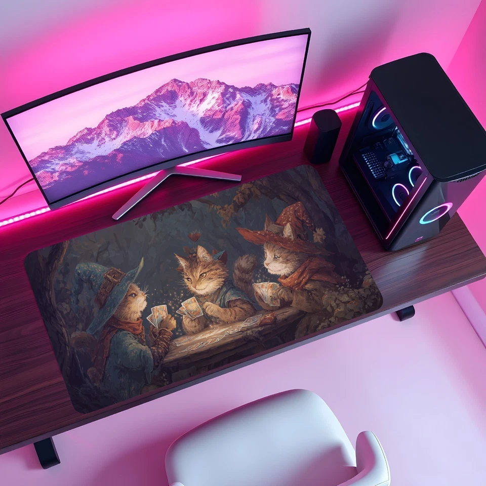 MTG Playmat | Wizard Cats Playing Cards Themed Playmat | Unofficial MTG Playmat - Image 4 of 4