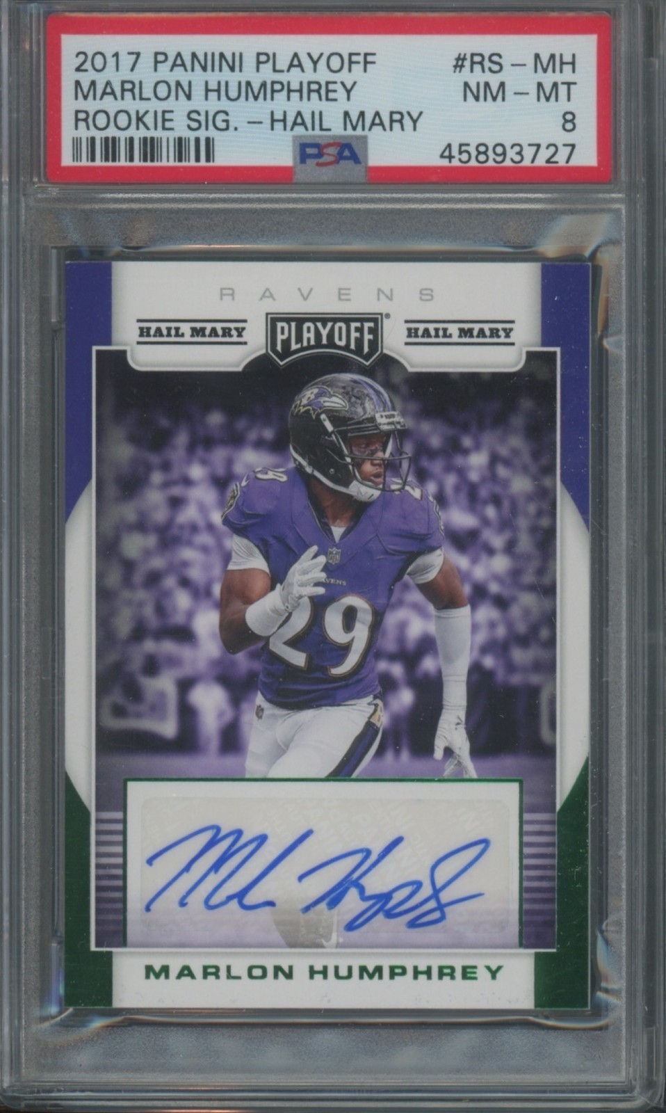 Marlon Humphrey Panini Playoff Rookie Signature #RSMH Hail Mary